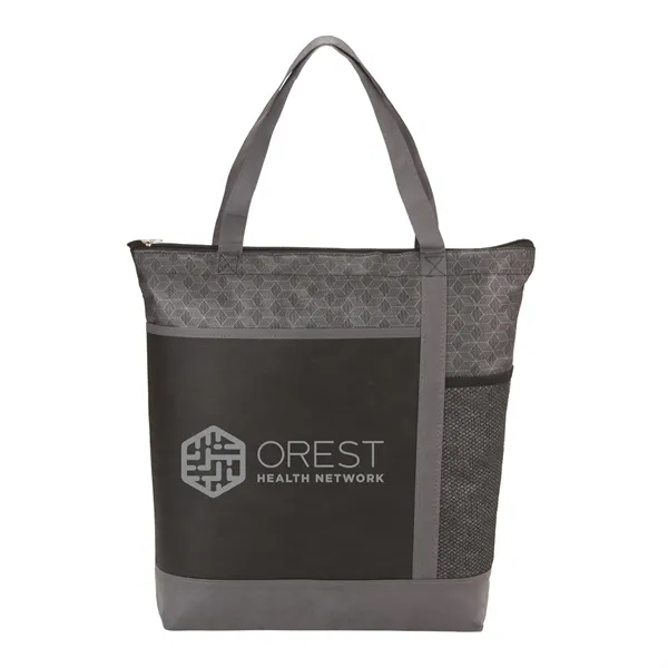 Black (Bk) color option for Chrome Non Woven Zipper Convention Tote
