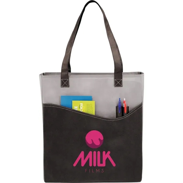 Gray/Black(Bk) color option for Rivers Pocket Non Woven Convention Tote