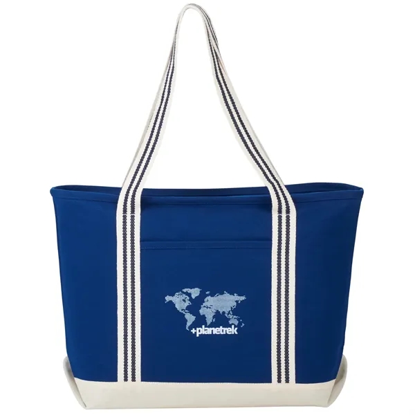 Navy (Ny) color option for Atlantic Stripe 20oz Cotton Zippered Boat Tote
