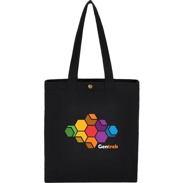 Black (Bk) color option for Repose 10oz Recycled Cotton Box Tote W/Snap