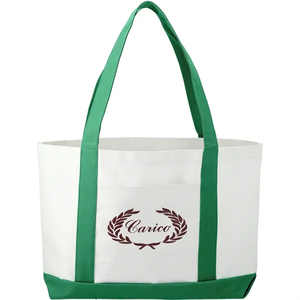 White W/Green(Wgr) color option for Large Canvas Boat Tote Bag
