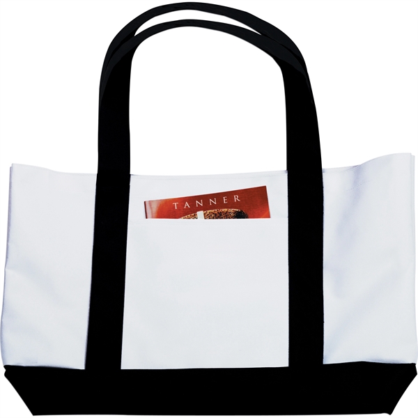 White/ Black color option for Large Canvas Boat Tote Bag