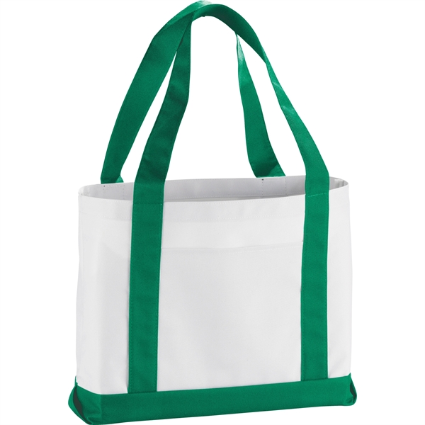 White/ Green color option for Large Canvas Boat Tote Bag