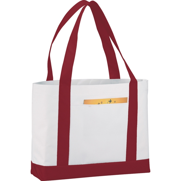 White/ Maroon color option for Large Canvas Boat Tote Bag