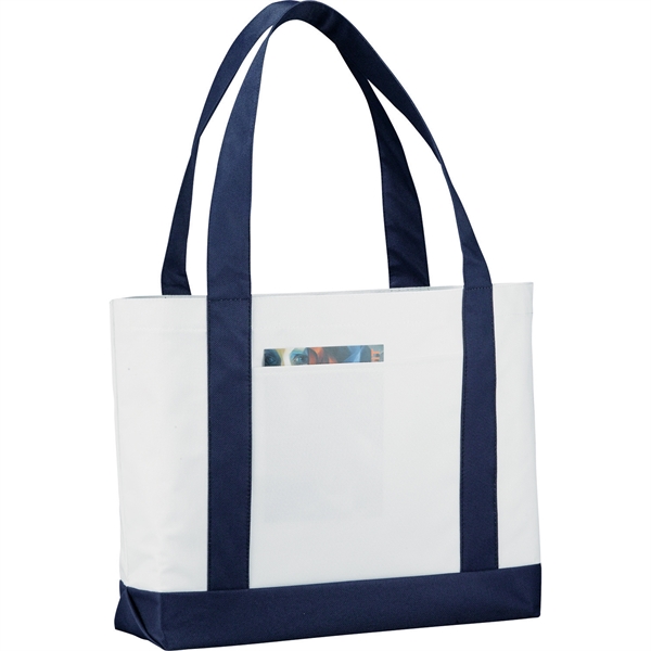 White/ Navy Blue color option for Large Canvas Boat Tote Bag