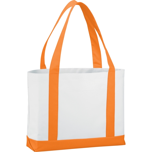 White/ Orange color option for Large Canvas Boat Tote Bag