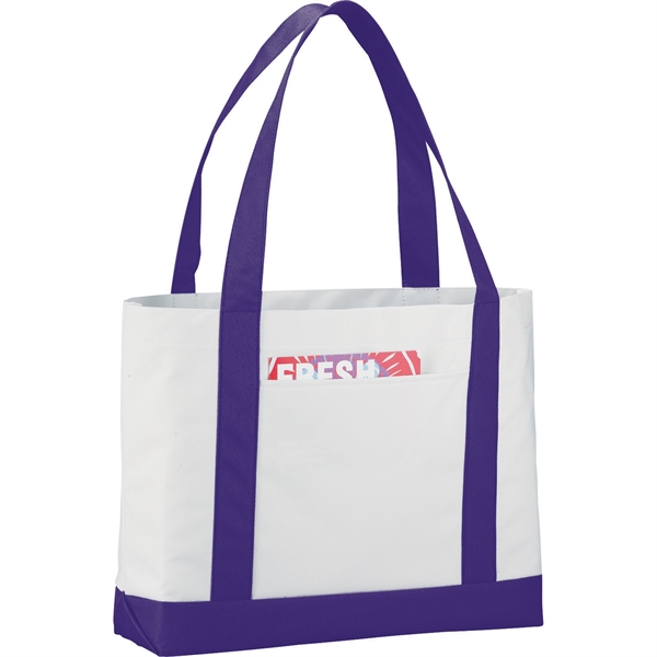 White/ Purple color option for Large Canvas Boat Tote Bag