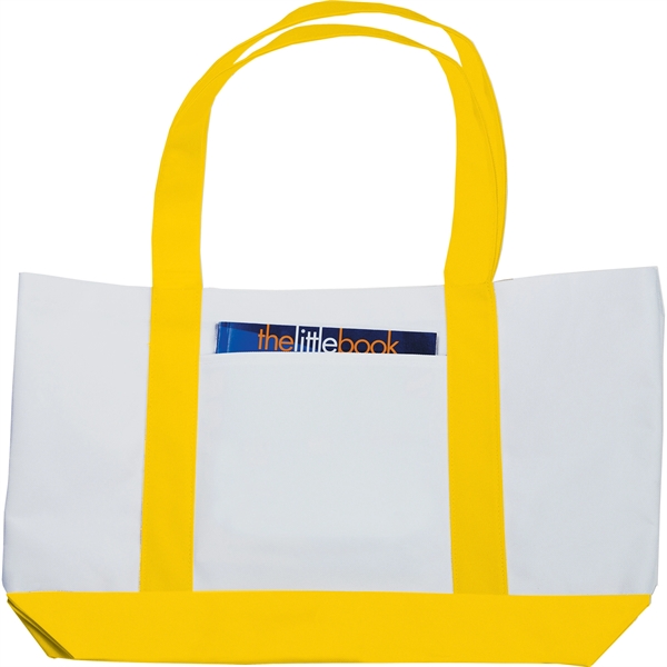 White/ Yellow color option for Large Canvas Boat Tote Bag