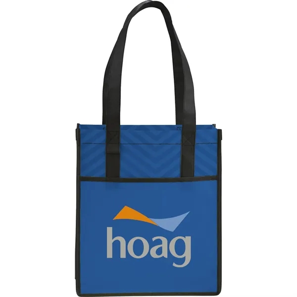 Royal (Ryl) color option for Printed Chevron Non Woven Shopper Tote