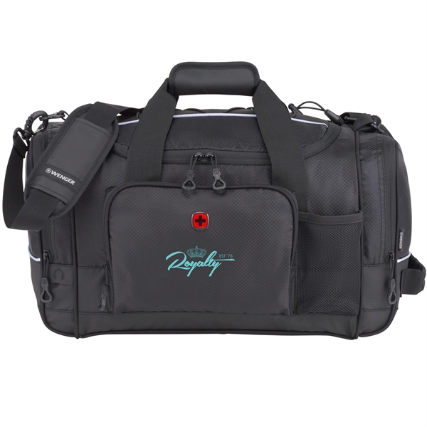 Black (Bk) color option for Wenger Apex 20" Rpet Sport Duffle Bag