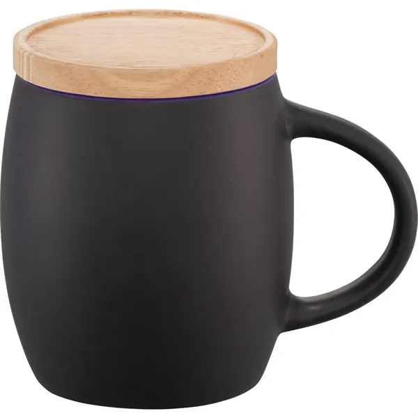 Black W/Blue Trim color option for Hearth Ceramic Mug With Wood Lid/Coaster 15oz