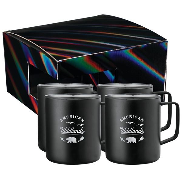 Black (Bk) color option for Rover Camp Mug 14oz 4 In 1 Gift Set