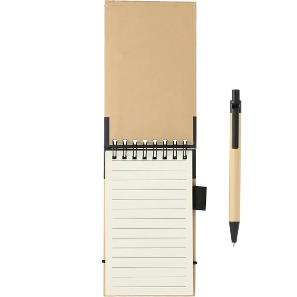 Natural W/Black(Bk) color option for 5" X 4" Recycled Spiral Jotter With Pen