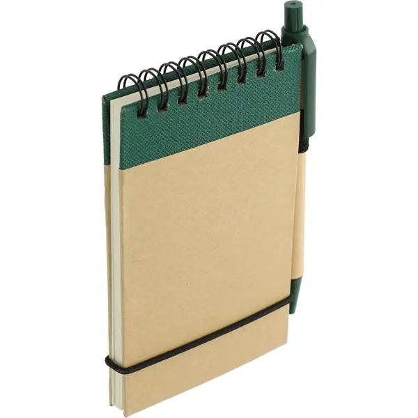 Natural W/Green(Gr) color option for 5" X 4" Recycled Spiral Jotter With Pen