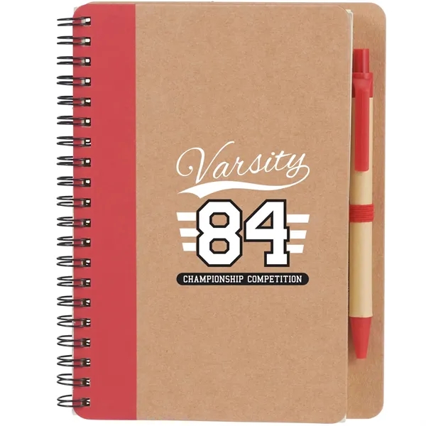 Red (Re) color option for 5" X 7" Eco Friendly Spiral Notebook With Pen