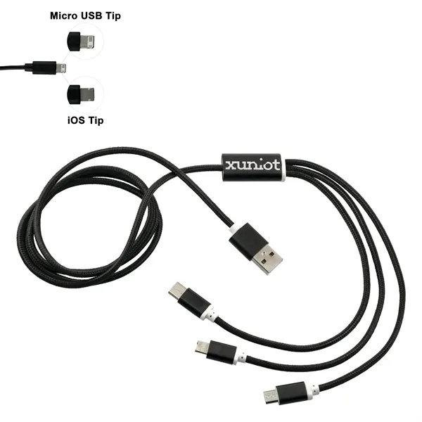 Black (Bk) color option for Realm 3 In 1 Long Charging Cable