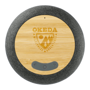 Photo of Wireless Charging Garm Fabric & Bamboo Bluetooth Speaker