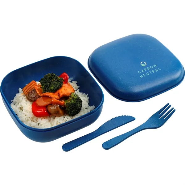 Blue (Bl) color option for Wheat Straw Food Storage With Utensils