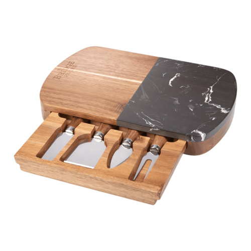 Photo of Black Marble Cheese Board Set With Knives