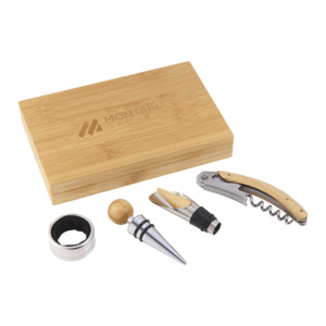 Photo of 4 Piece Bamboo Wine Gift Set