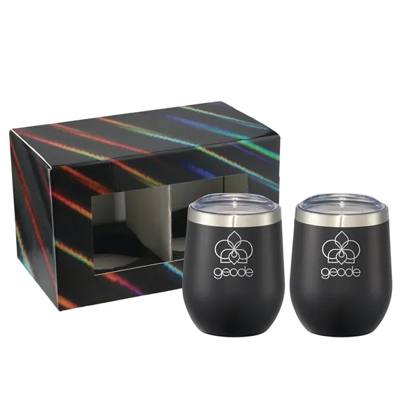 Black (Bk) color option for Corzo Cup 12oz 2 In 1 Gift Set