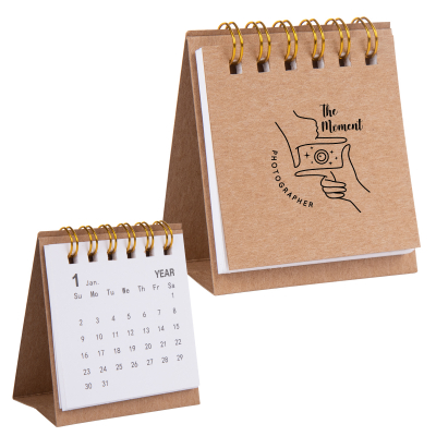 Natural color option for Kraft Paper Mini Desk Calendar
