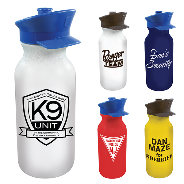 White color option for 20 Oz. Value Cycle Bottle With Police Hat Push 'N Pull Cap