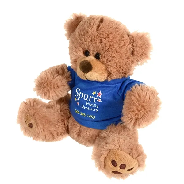 Brown/ Blue Shirt color option for Plush Bear W/ Embroidered Paws And T Shirt