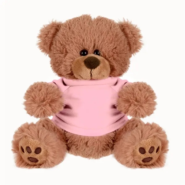 Brown/ Pink Shirt color option for Plush Bear W/ Embroidered Paws And T Shirt