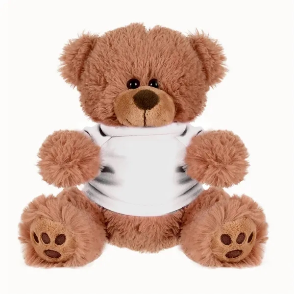 Brown/White Shirt color option for Plush Bear W/ Embroidered Paws And T Shirt