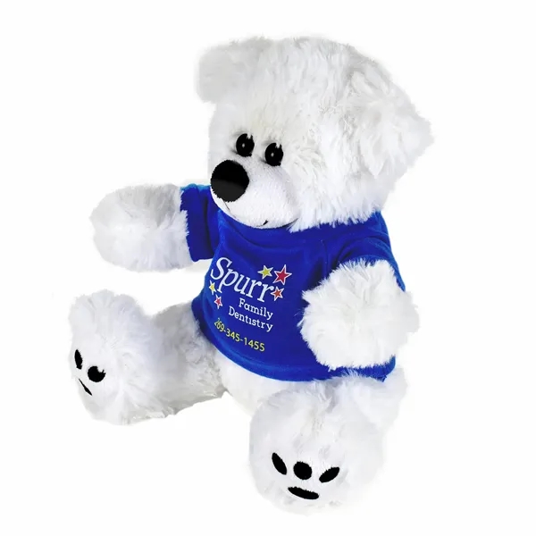 White/ Blue Shirt color option for Plush Bear W/ Embroidered Paws And T Shirt