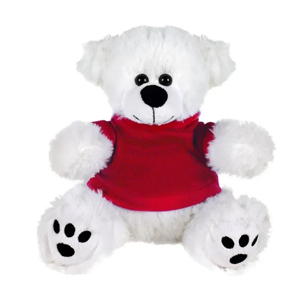 White/ Red Shirt color option for Plush Bear W/ Embroidered Paws And T Shirt