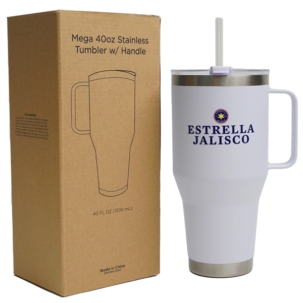 White color option for 40 Oz Mega Tumbler With Handle