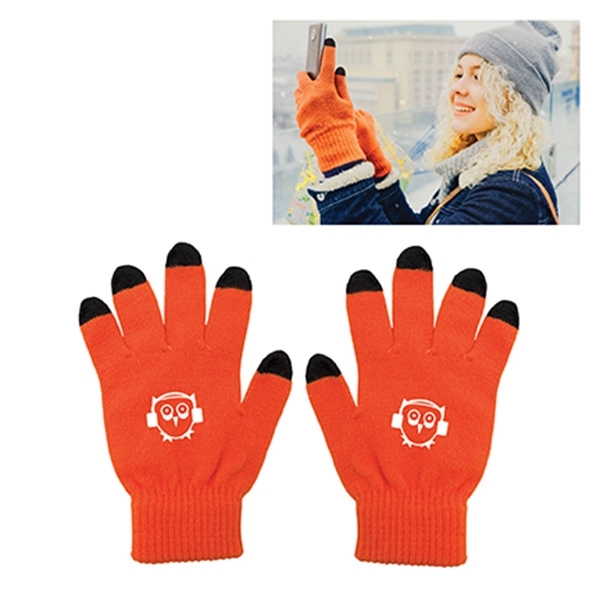 Orange Black color option for Knit Touch Screen Gloves