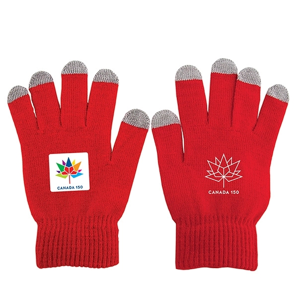 Red Gray color option for Knit Touch Screen Gloves
