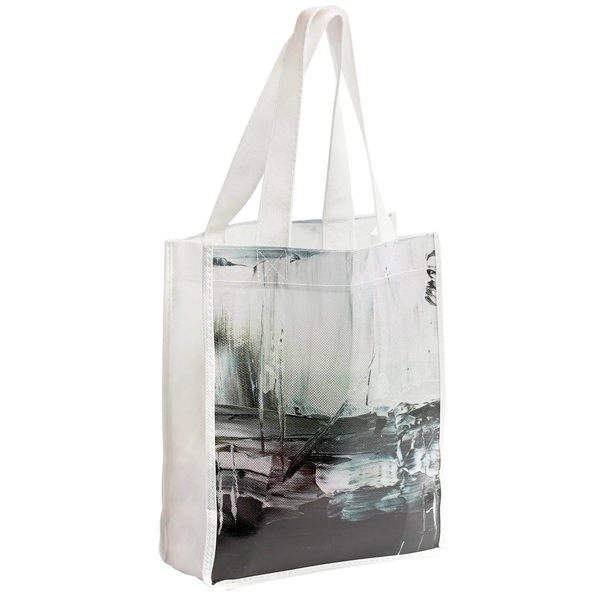 White color option for Laminated Non Woven Sublimated Tote Bag: 8" X 10" X 4"