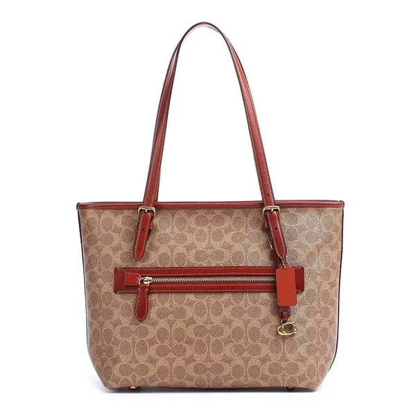 Tan Rust color option for Coach Taylor Signature Logo Canvas Tote Bag