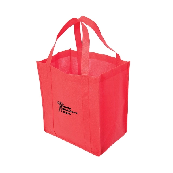 Red color option for Non Woven Tote: 12" W X 13" H X 8" D