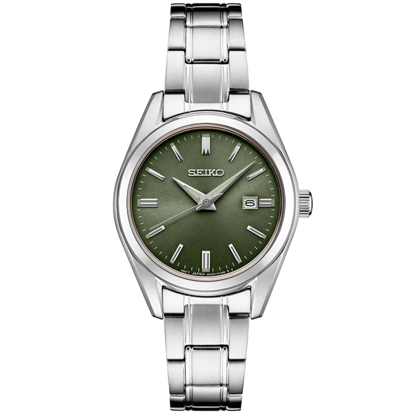 Stainless Steel color option for Seiko Sur533 Essentials Ss Quartz Green Dial