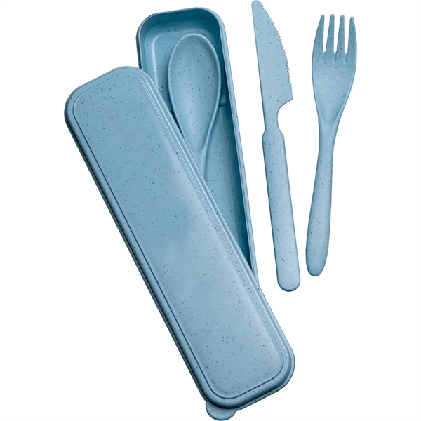 Blue color option for Wheat Straw Cutlery Set
