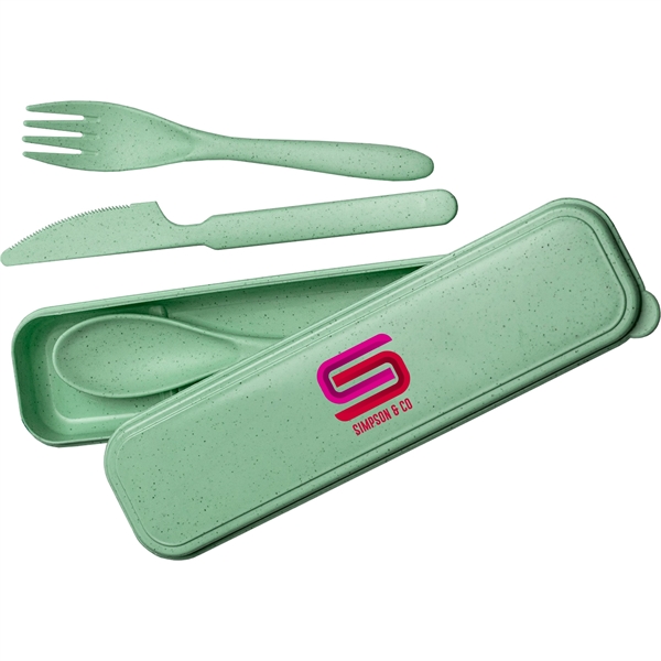 Green color option for Wheat Straw Cutlery Set