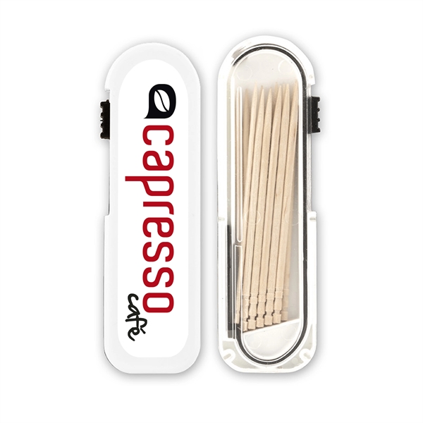 White-Clear-Black color option for Travel Toothpick Dispenser