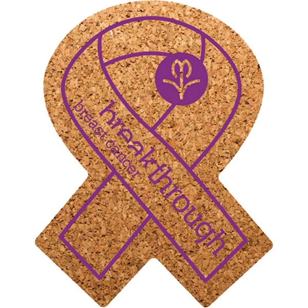 Natural color option for Pcc109 Awareness Ribbon Cork Coaster