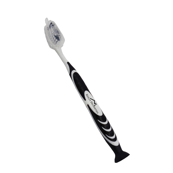 Black color option for Stand Up Suction Toothbrush With Tongue Scraper