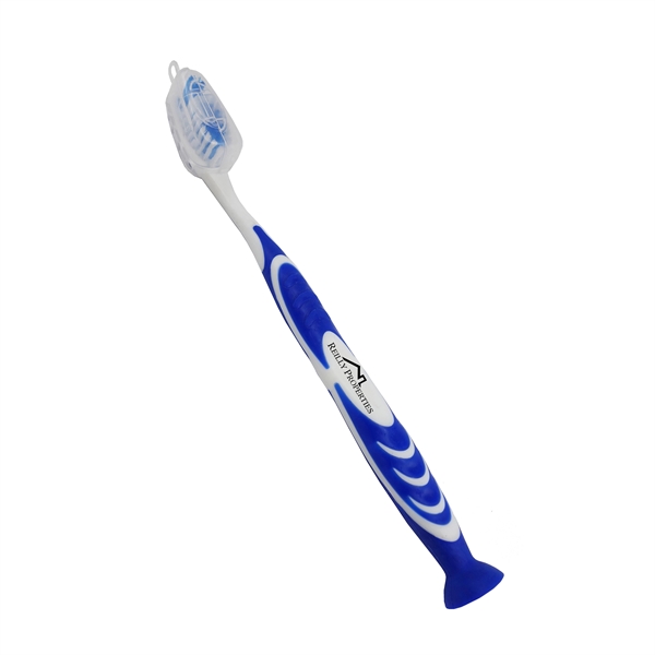 Blue color option for Stand Up Suction Toothbrush With Tongue Scraper