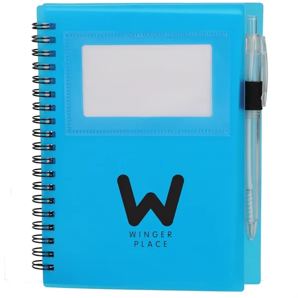 Translucent Blue (Tbl) color option for 5" X 7" Fsc® Recycled Star Spiral Notebook With Pen