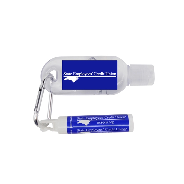 Clear color option for 1 Oz Tottle Antibacterial Hand Sanitizer With Carabiner + Clip Balm