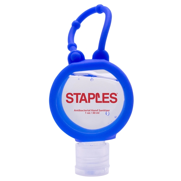 Blue color option for 1 Oz Travel Round Sanitizer With Adjustable Silicone Strap