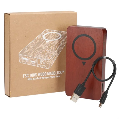 Main photo of Fsc® 100% Wood Mag Click™ Fast Wireless Power Bank