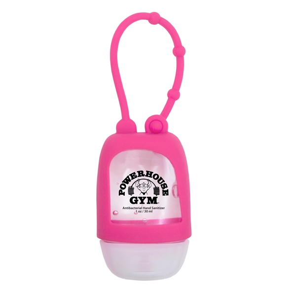 Neon Pink color option for 1 Oz Travel Antibacterial Hand Sanitizer With Adjustable Silicone Strap